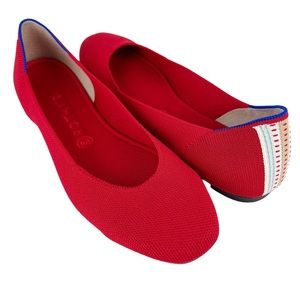 Rothys Red Square Flat Cardinal 10.5
